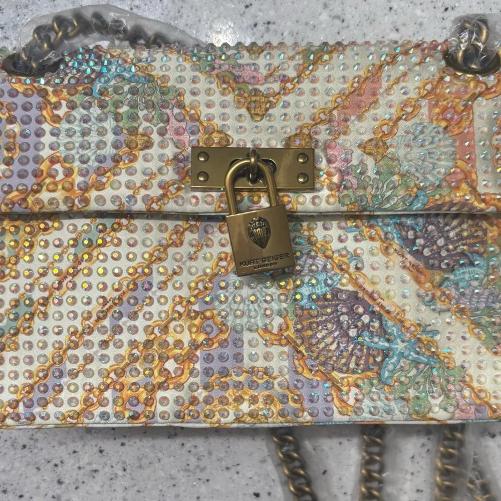 Kurt Geiger NWT The Brixton Seascape Iridescent Studded Bag W/Dustbag. - Picture 10 of 16